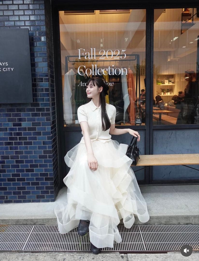 ANDREA&Co. AUBREY ボリュームフリルチュールスカート アイボリー