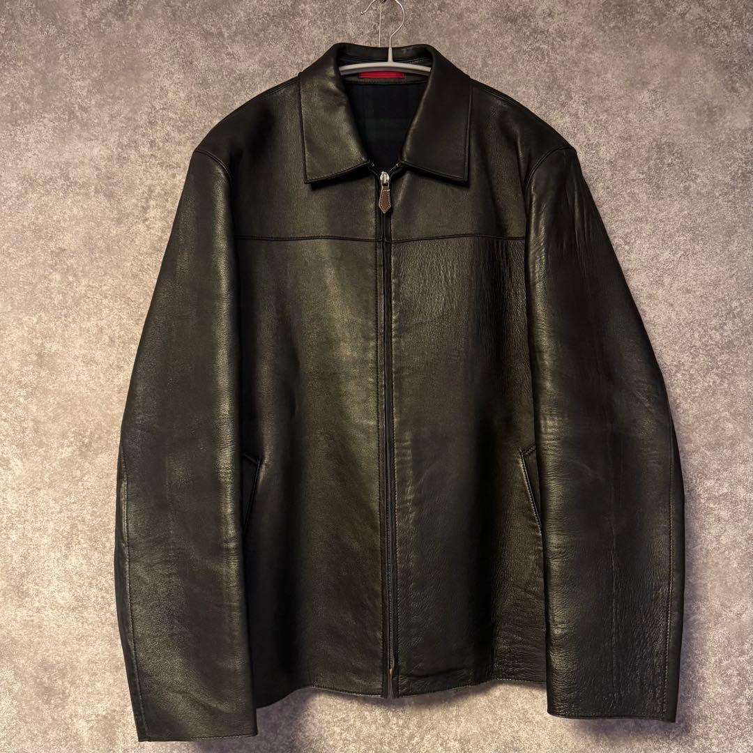 23区HOMME　レザージャケット　ブラック　本革　羊革　ライダース　丈長め