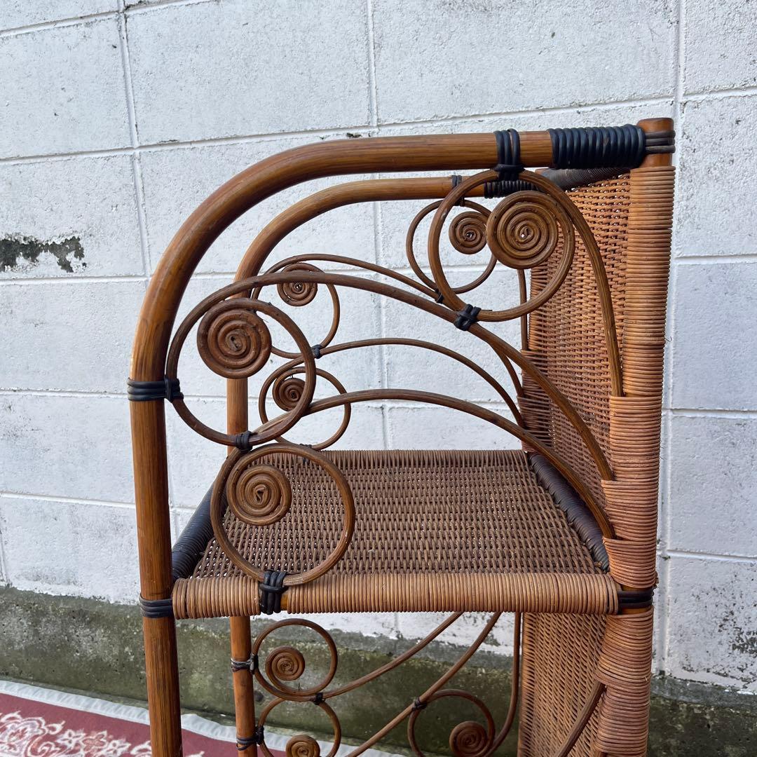 古家具 天然素材◾️籐ラタン製 2段 ディスプレイ台 飾り台 花台