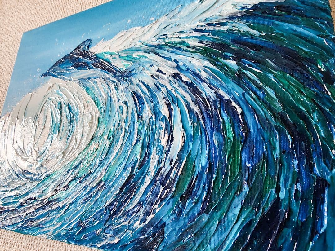 風景画 海 テクスチャーアート 抽象画 海の絵 夏 キャンバスアート