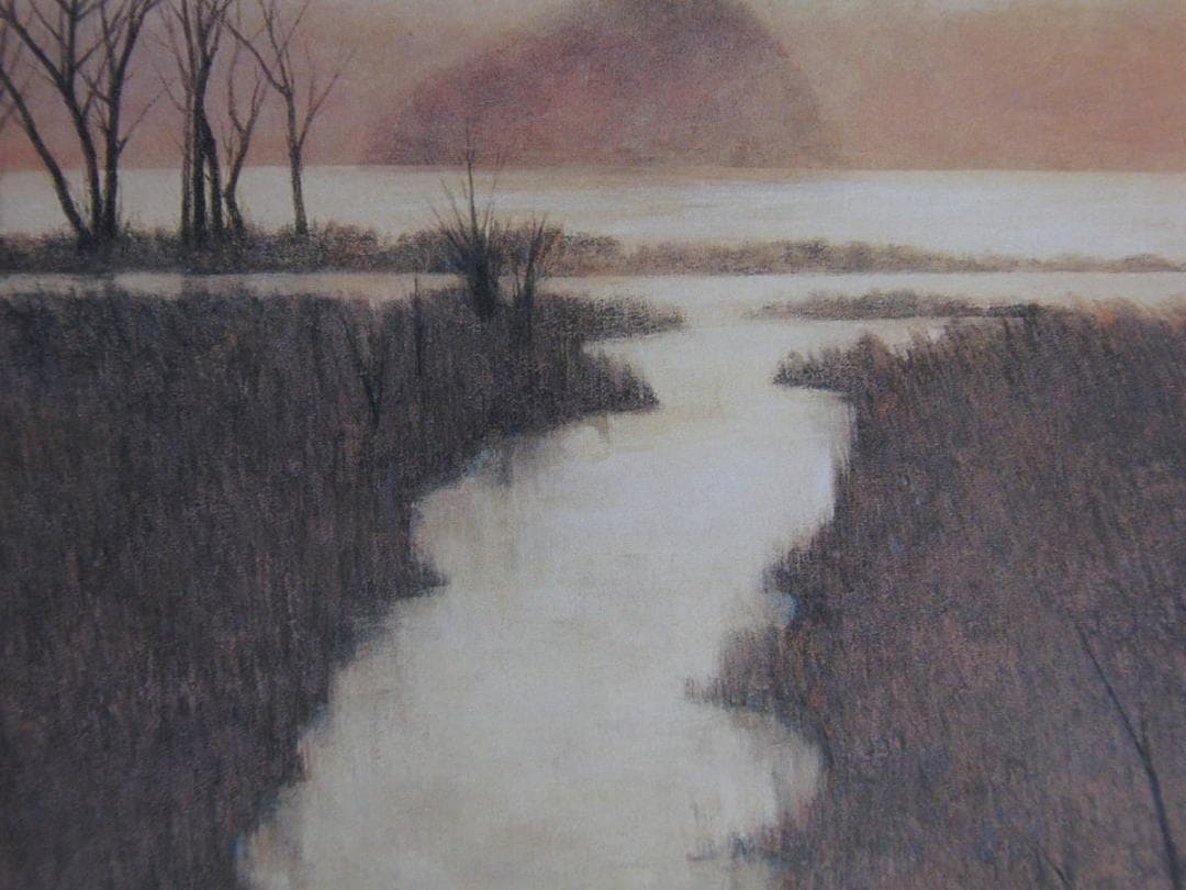 中路融人、【望湖】、希少な額装用画集より、新品額装付、状態良好