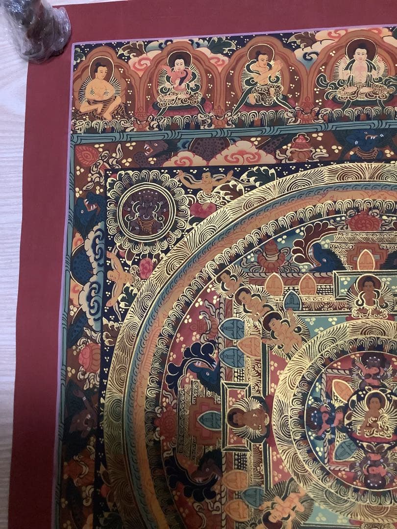 《 チベット密教　新品　1点物 》 手描き　曼荼羅　仏陀　釈迦　仏教　仏画　a4
