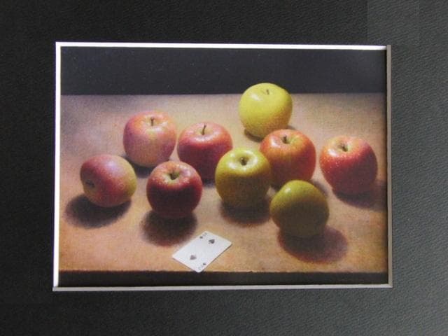 余村展、【夜の林檎】、希少な額装用画集画、新品高級額 額装付、状態良好