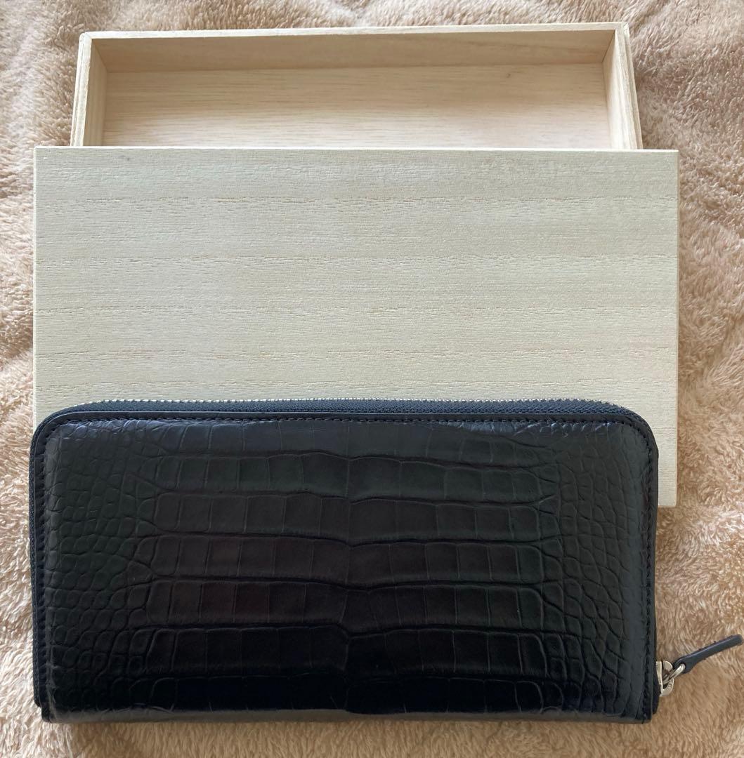 JRA認定 クロコダイル一枚革 ポロサス 長財布 ブラック