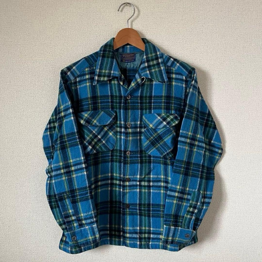 60s PENDLETON ペンドルトン ボードシャツ ウールシャツ ブルー