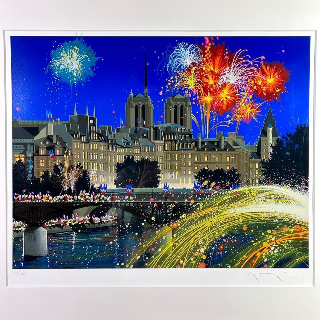 美品 ヒロ・ヤマガタ「パリ祭」大判シルクスクリーン 直筆サイン入り