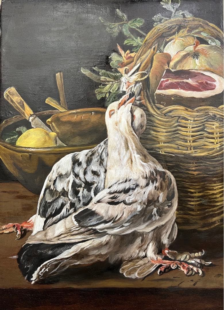 油絵 ルイスメレンデス ボデゴン 模写 oil painting 原画　複製画