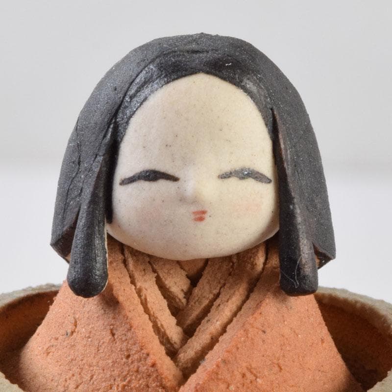 矢羽田英子作 陶人形 雛人形 立雛 共箱 V 8703