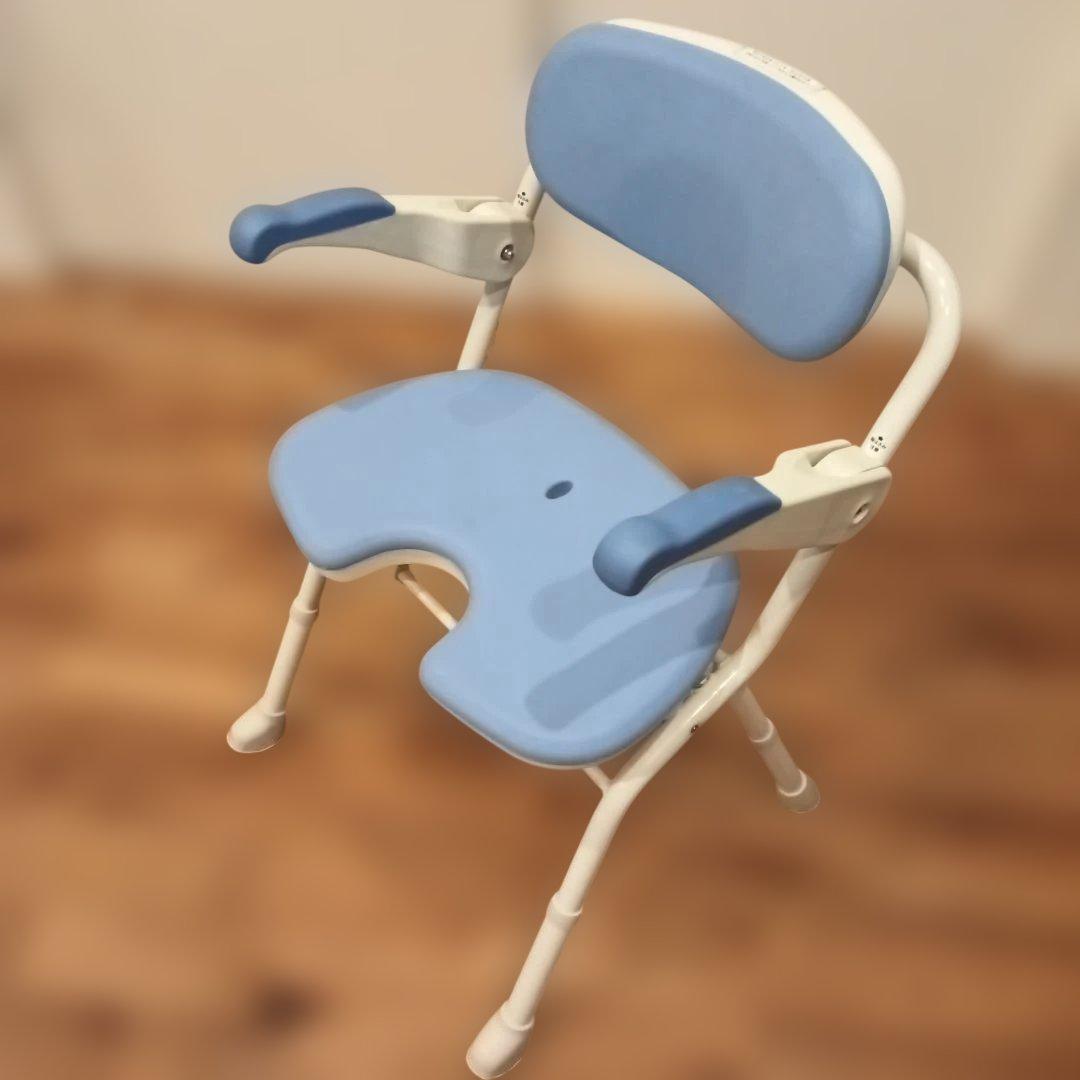 アロン化成 楽らく開閉シャワー ベンチU ブルー　安寿