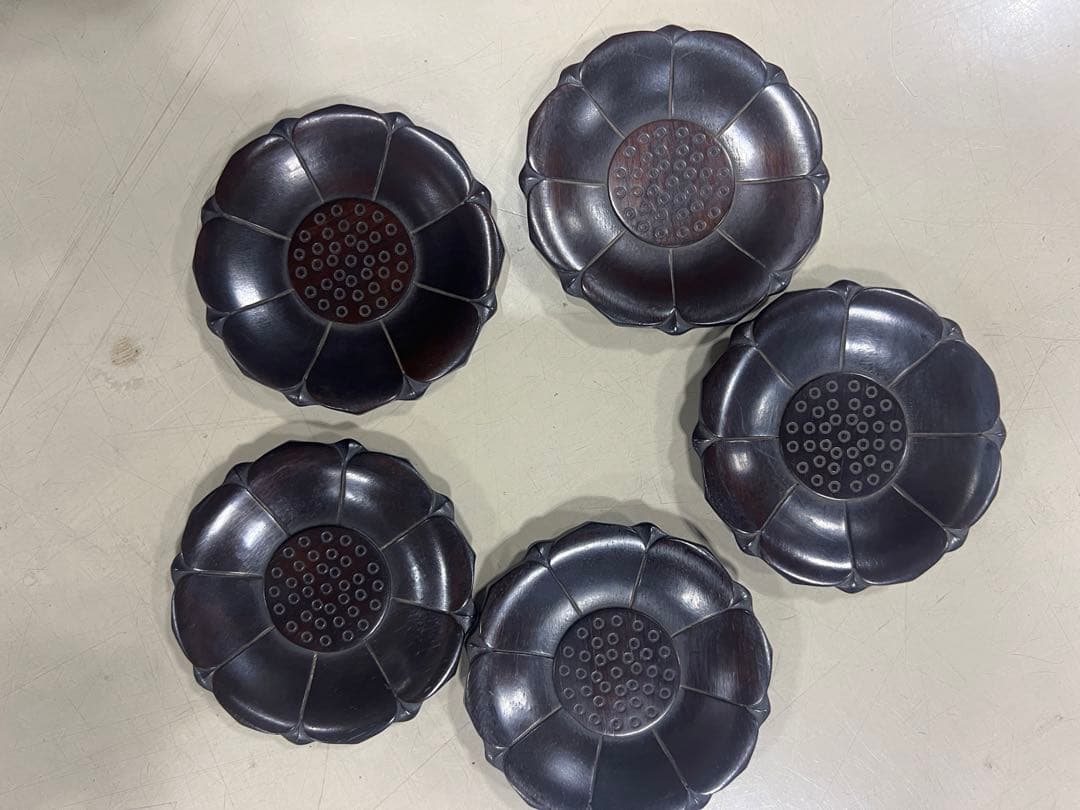 紫檀木茶托　唐木　5枚セット