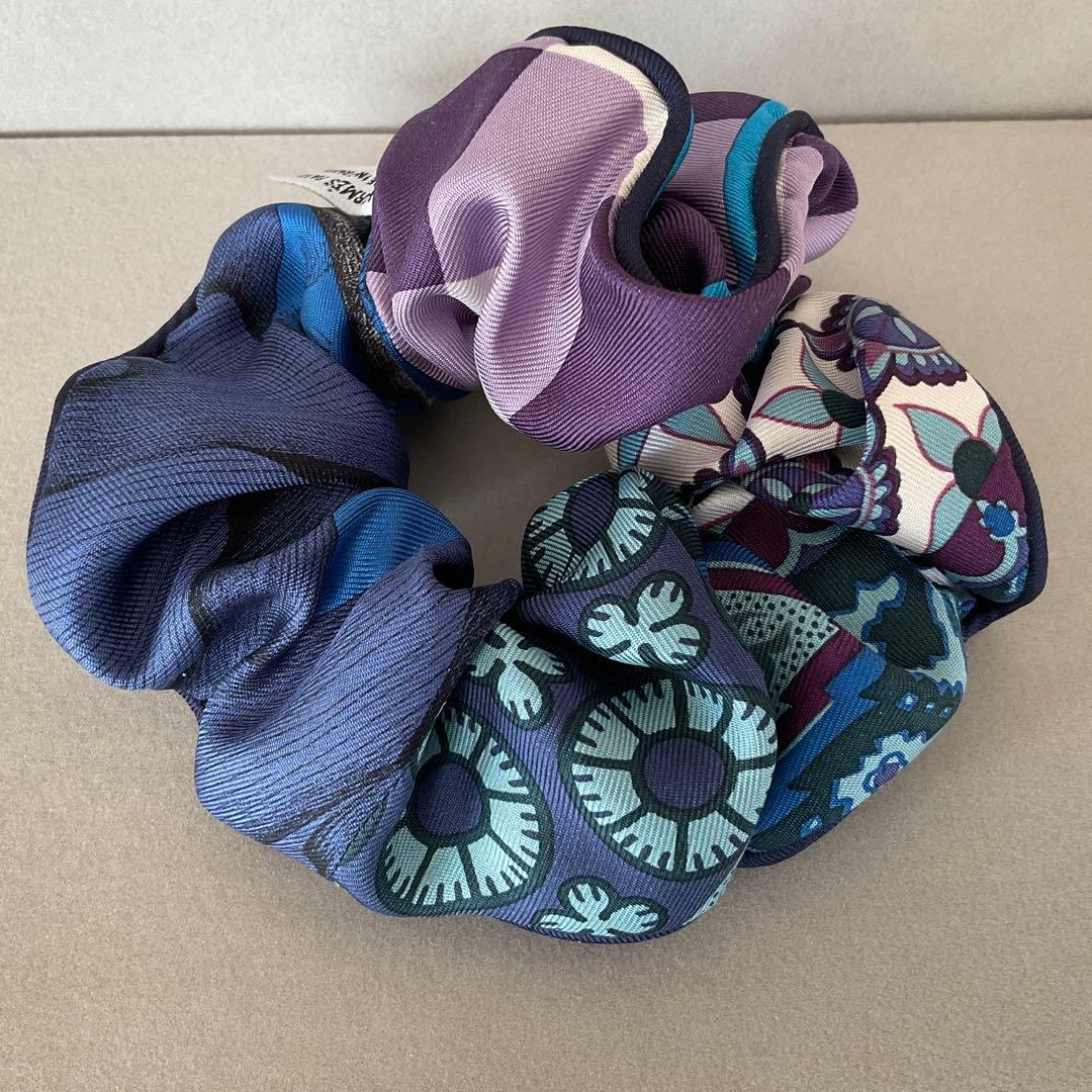 【HERMES】エルメスクラウディアシュシュ ブルーパープル ヘアアクセサリー HERMES（エルメス） シュシュ 211023G クラウディア CHOUCHOU CLAUDIA