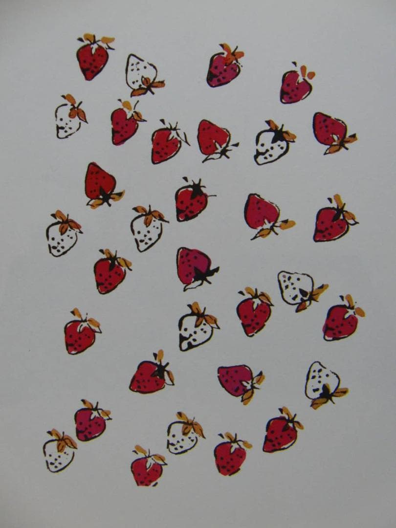 アンディ・ウォーホル、スタンプド ストロベリーズ、海外版・希少画集・額装画