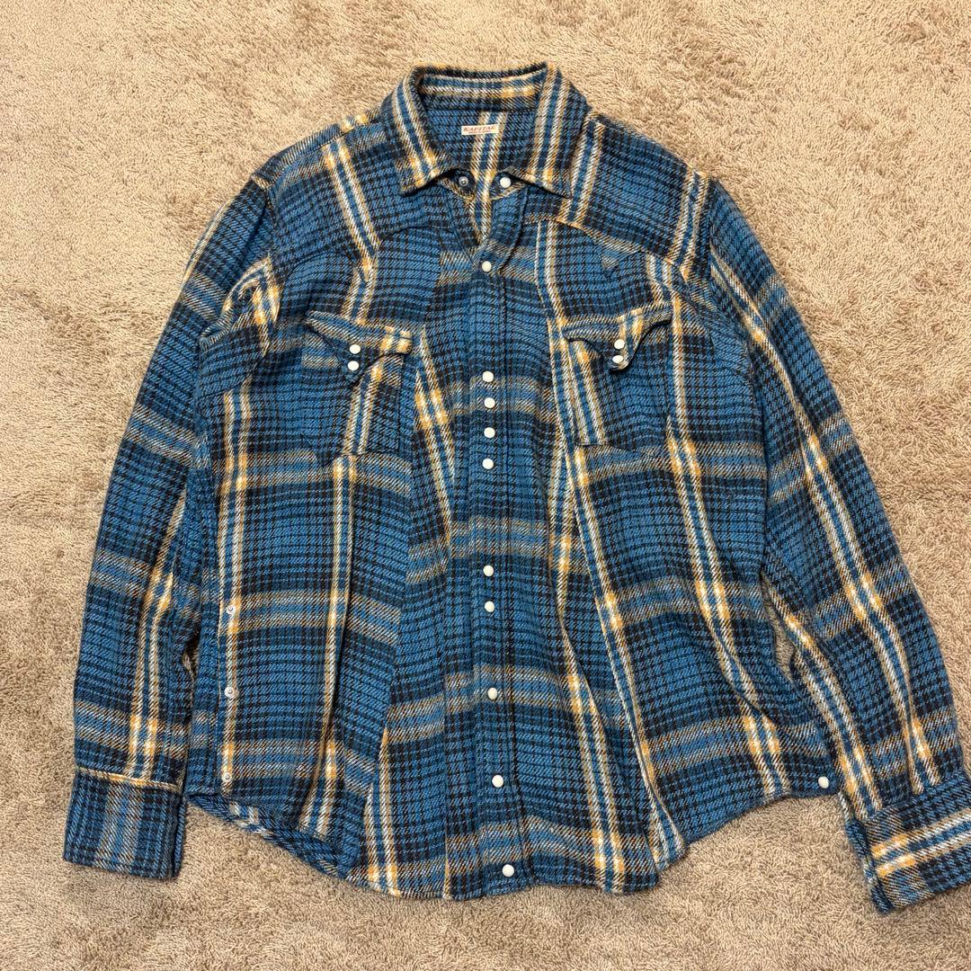 希少 KAPITAL キャピタル 掛け違いウエスタンシャツ ネル チェック柄 L