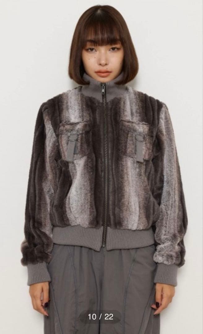 LAGUAGEM rib docking フェイクファージャケット