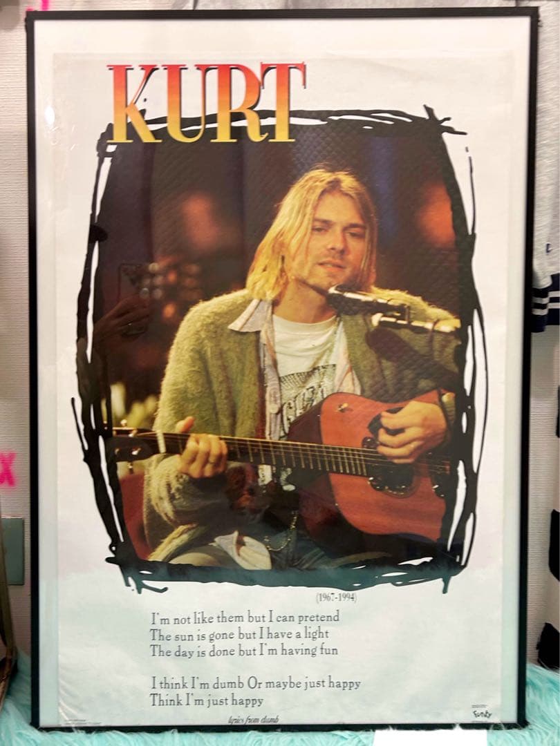 額付き NIRVANA カートコバーン MTV アンプラグド ポスター 90s 90年代 90s カートコバーン ニルヴァーナ ミュージック 音楽 ロック
