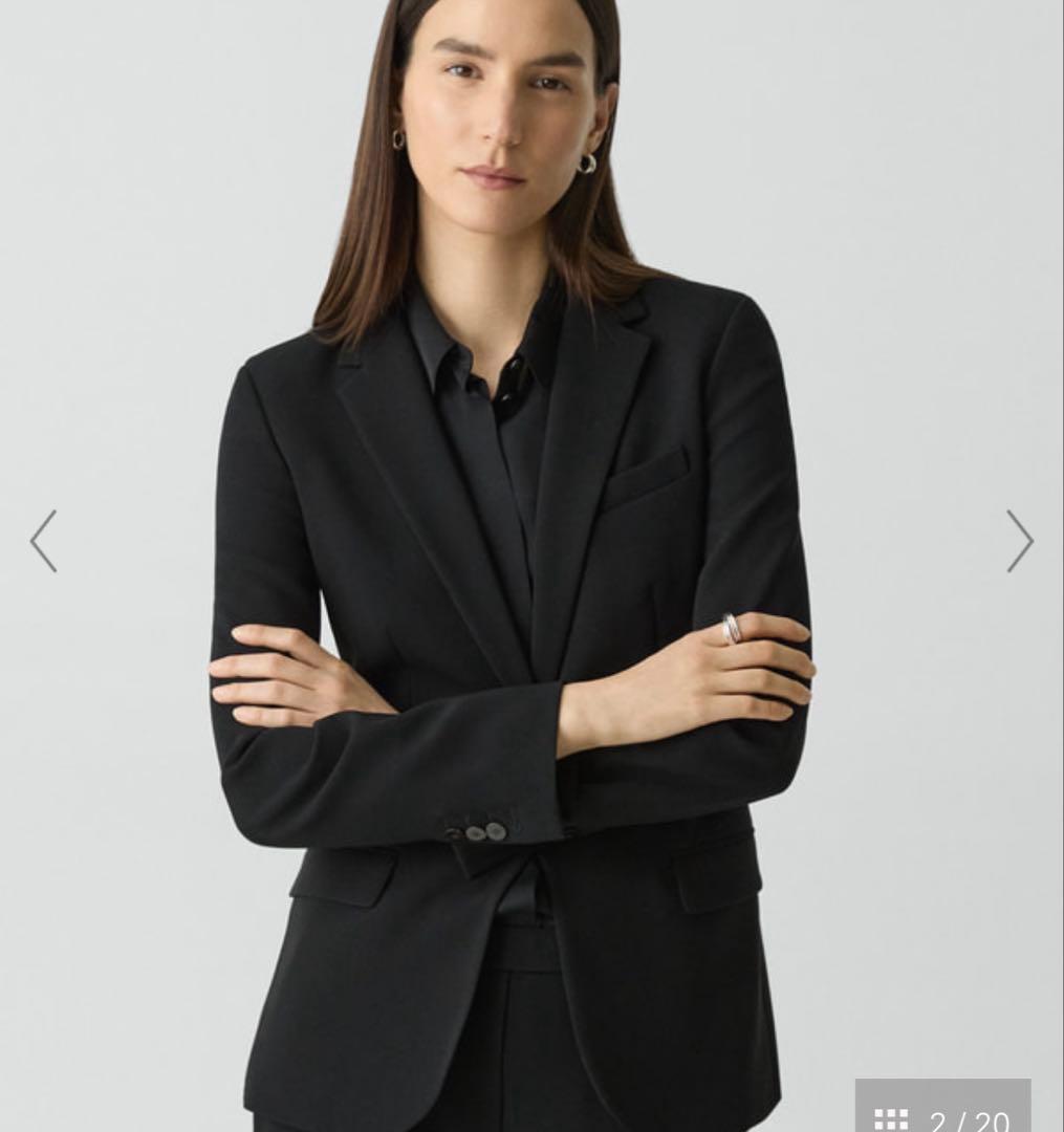 Theory ブラックパンツスーツ 00 中古・古着通販】theory (セオリー) ノーカラーセットアップ ブラック