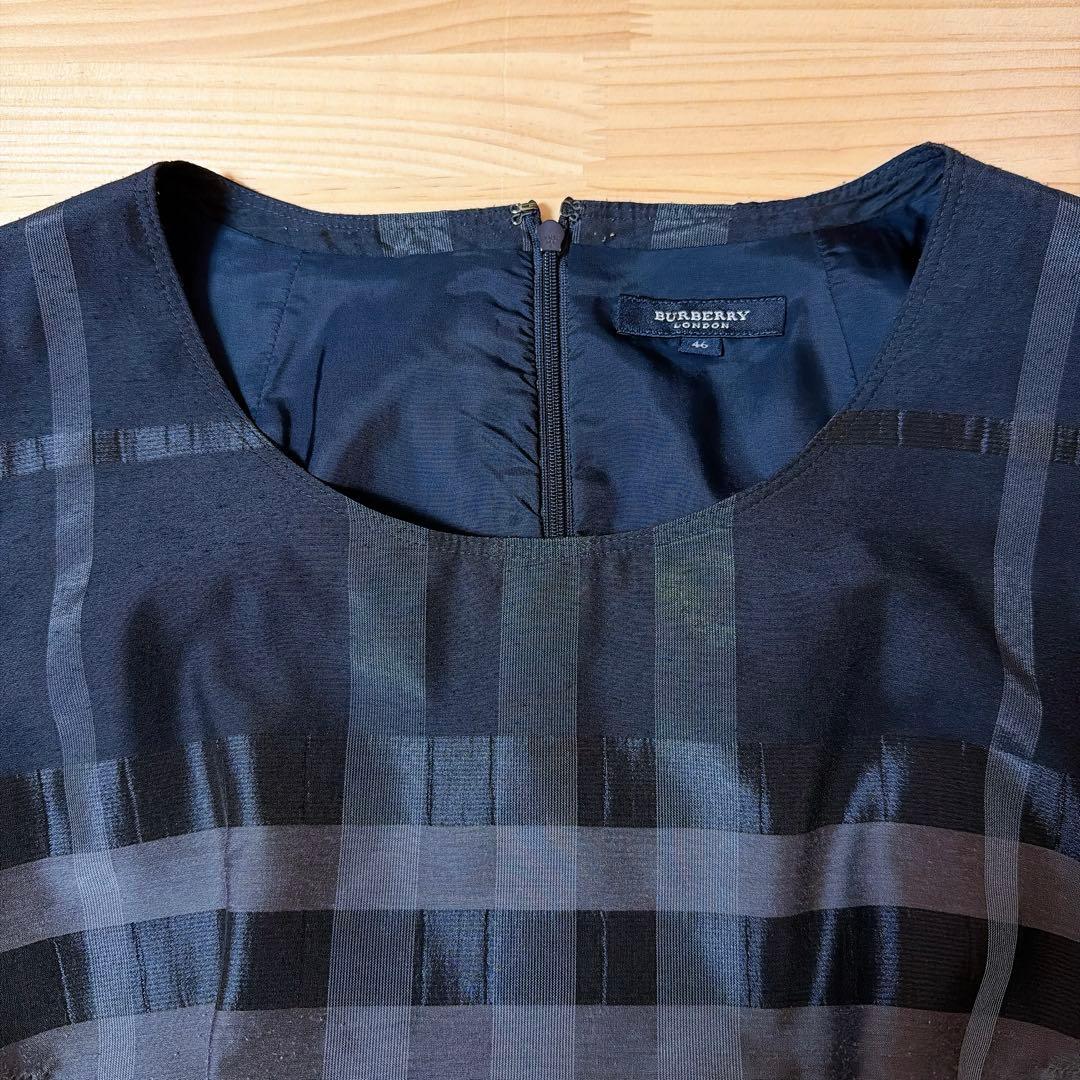 Burberry ワンピース 半袖 ブラック チェック サイズ46 レディース