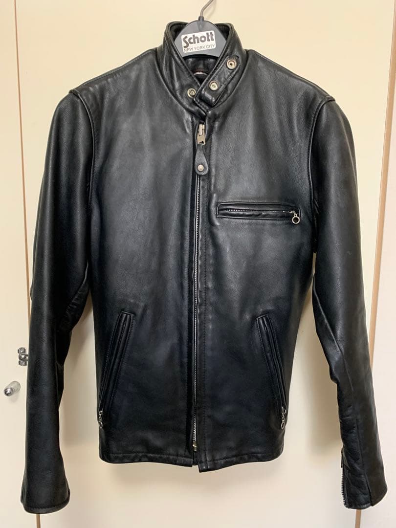 [値下げ]Schott シングルライダース ブラック レザー サイズ32