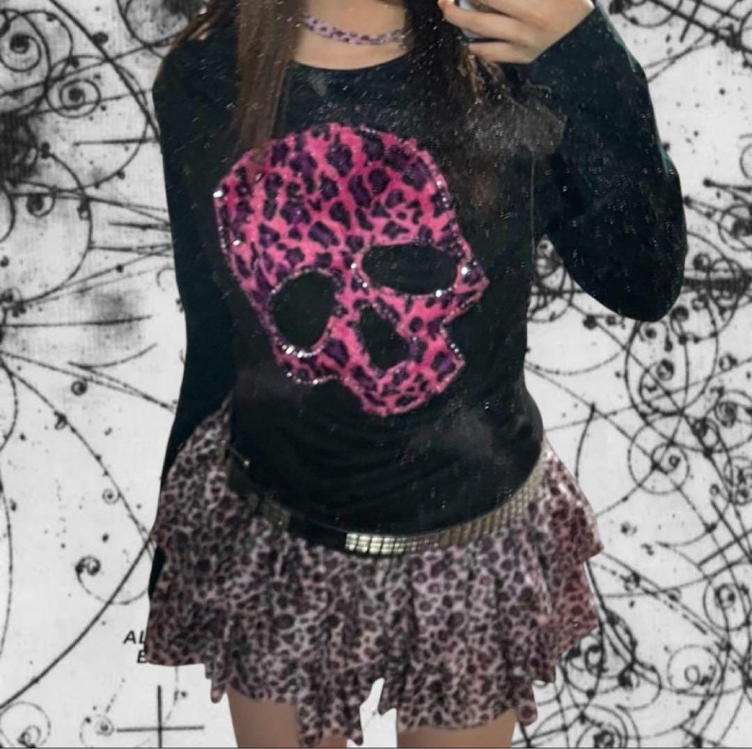 y2k パンク ピンク ヒョウ柄 スカート レオパード ギャル 平成 punk
