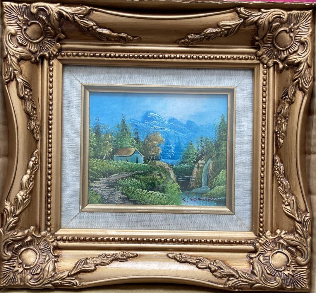 アンティークゴールドの額縁に入った 油彩風景画でＳ．ＮＯＭＵＲＡサイン有り値下❣️