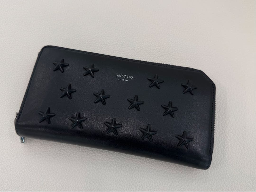 JIMMY CHOO 財布 スタッズ ブラック ラウンドファスナー JIMMY CHOO 財布 スタースタッズ ラウンドファスナー長財布 人気