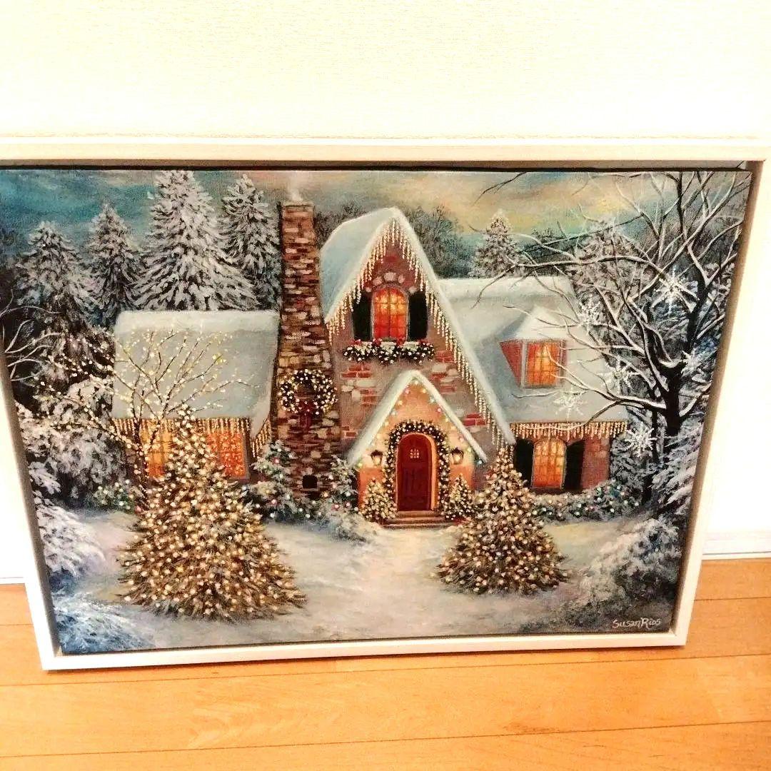 【アメリカで購入LEDライト付き】クリスマスの家の風景画サイズ65cm✕50cm 71Z3ywpY+0L._AC_UF350,