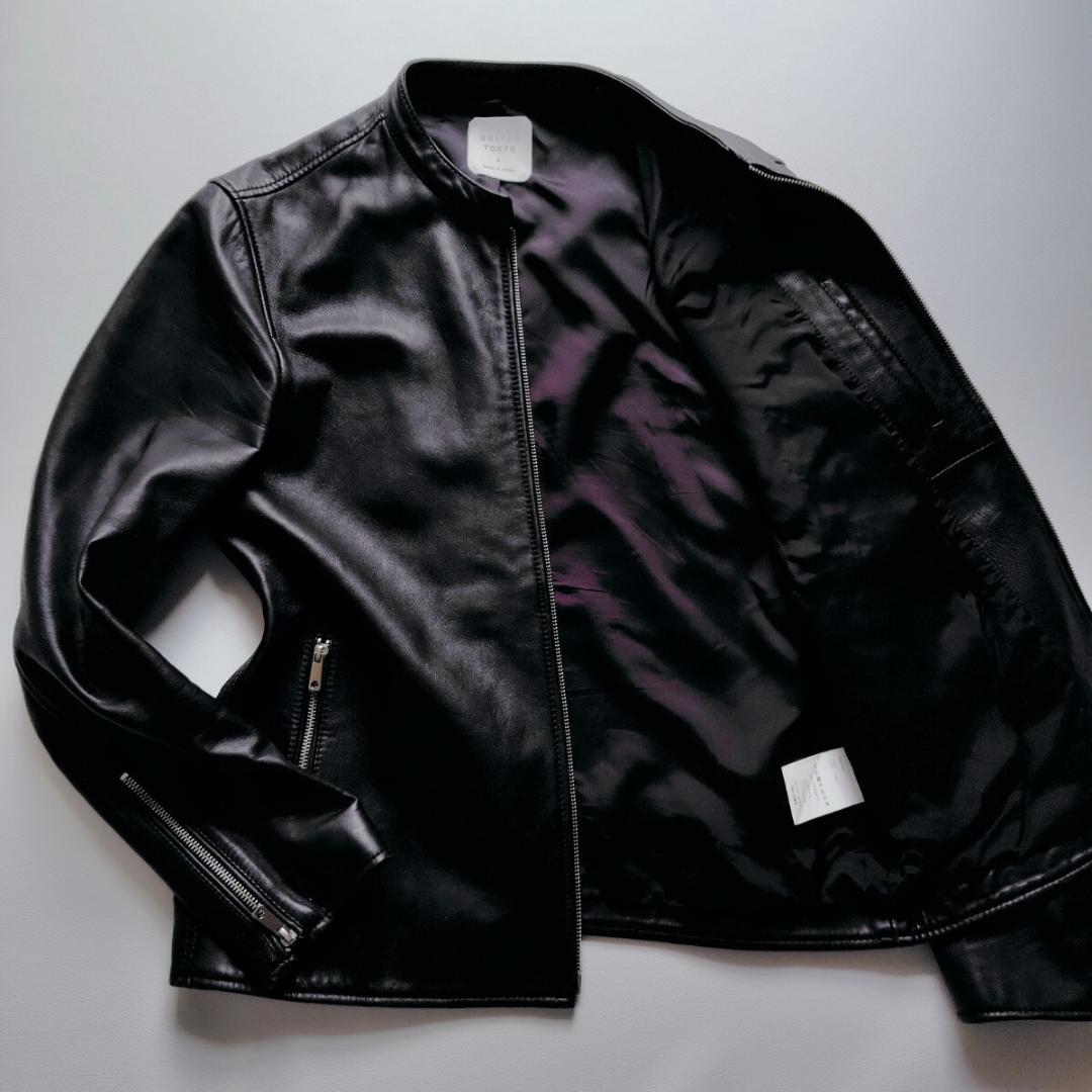 【XLサイズ 美品】UNITED TOKYO シングルライダース ラムレザー 黒 UNITED TOKYO ユナイテッドトウキョウ ライダースジャケット シングル
