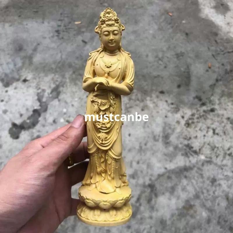 仏像 仏教美術 自在観音菩薩像 木の雕刻品 木彫り仏像 職人手作り