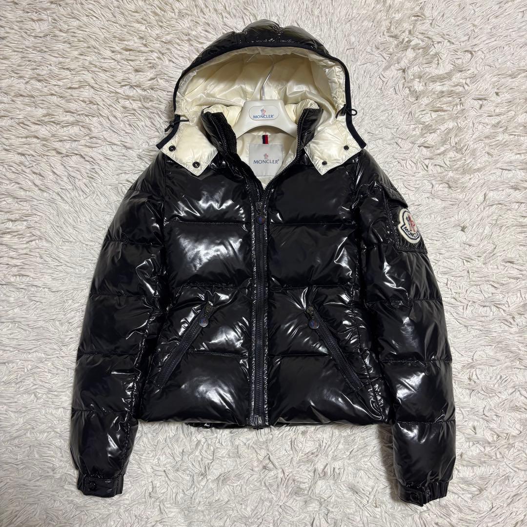 モンクレール ダウンジャケット BADIAシャイニー デカワッペン ブラック S