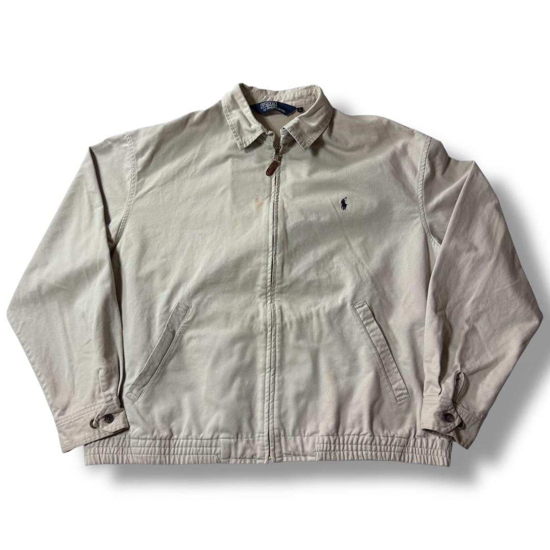 90s ポロラルフローレン スイングトップ L 三角タグ ベージュ 古着