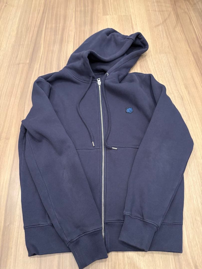 MAISON KITSUNÉ ネイビー フルジップパーカー S 裏起毛