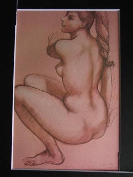 古沢　岩美、デッサン　H、希少な額装用画集より、新品額装付、状態良好