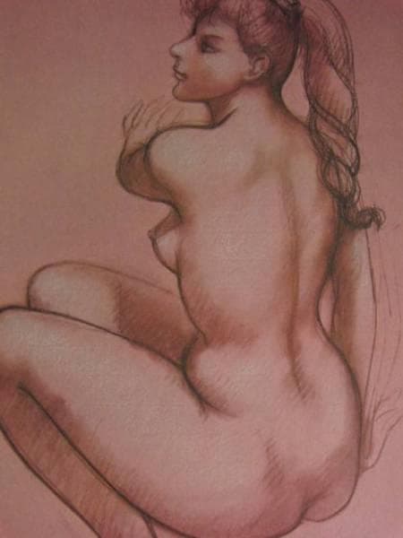 古沢　岩美、デッサン　H、希少な額装用画集より、新品額装付、状態良好