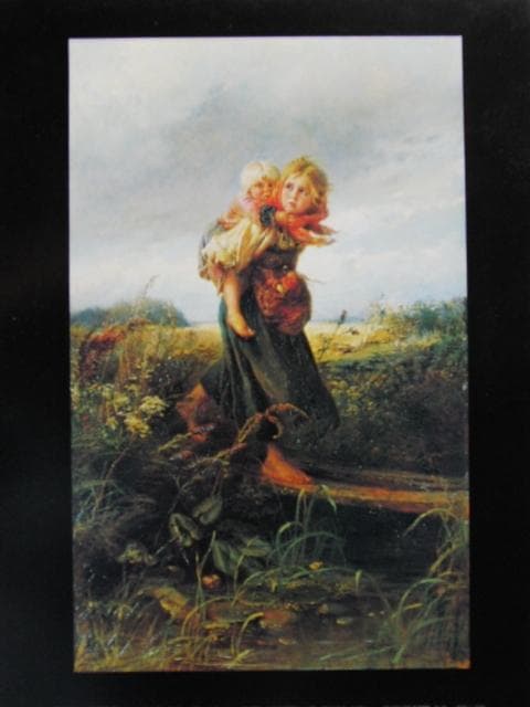 マコフスキーK,E、「雷がこわい」、希少な額装用画集より、新品高級額装付