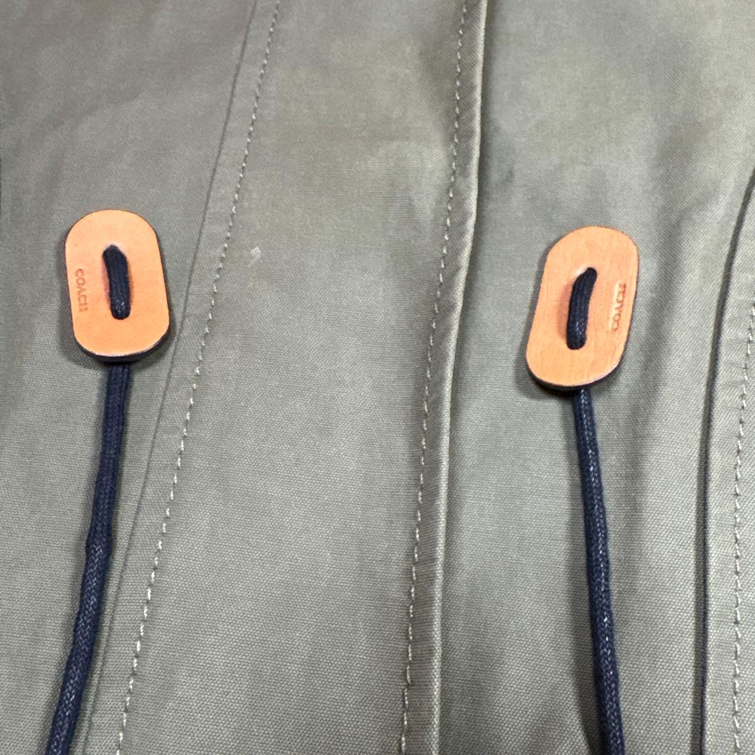 COACH コーチ カーキ バタフライレザーパッチ ミリタリージャケット S