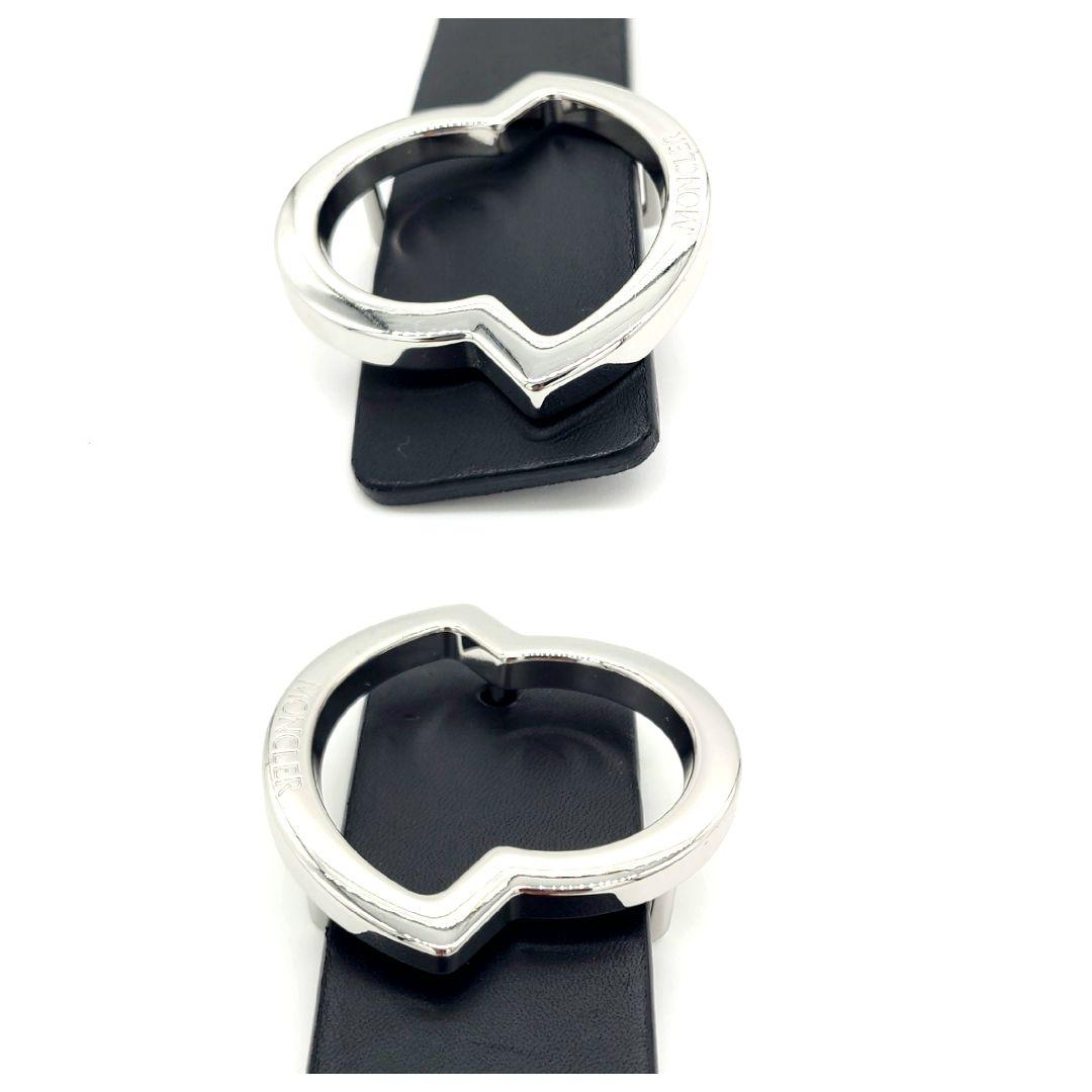 モンクレール GP×革 ブラック シルバー ロゴバックル ベルト メンズ