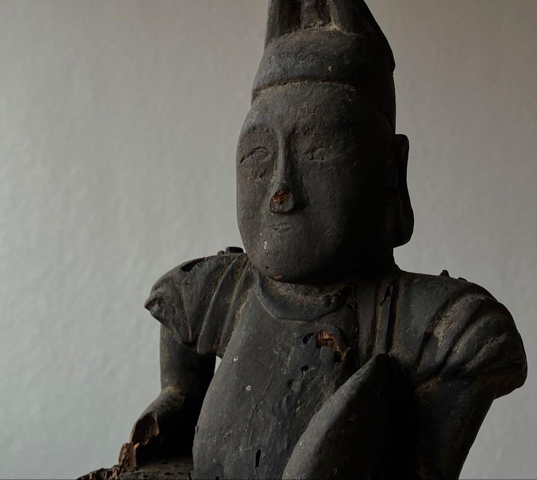 【いい顔、です、、黎明期の恵比寿像】室町骨董七福神アンティーク仏像美術彫刻民藝 いい顔、です、、黎明期の恵比寿像】室町骨董七福神アンティーク仏像