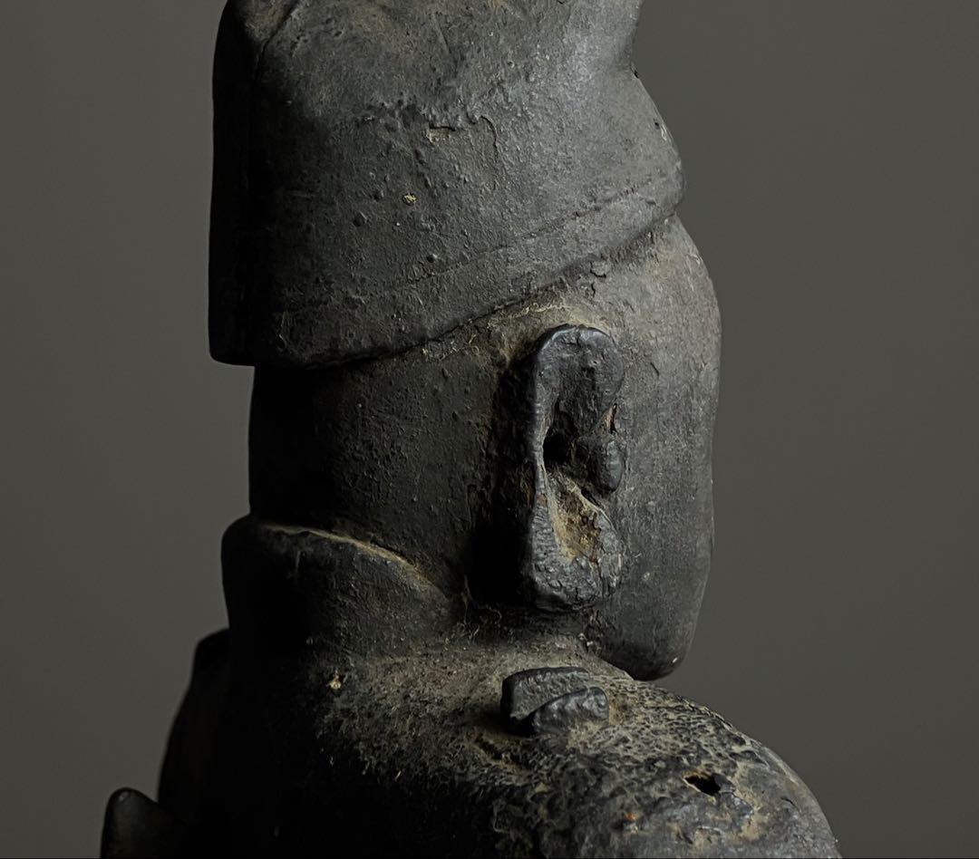 いい顔、です、、黎明期の恵比寿像】室町骨董七福神アンティーク仏像