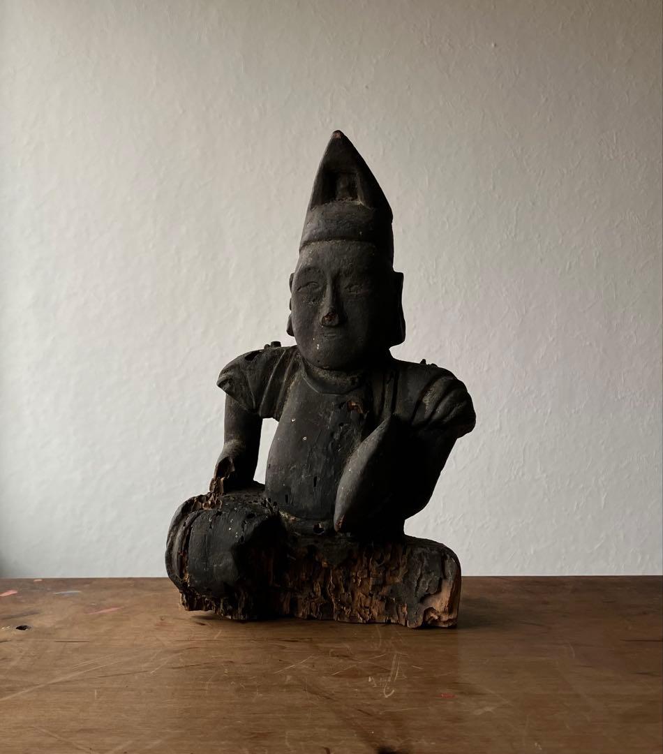 いい顔、です、、黎明期の恵比寿像】室町骨董七福神アンティーク仏像