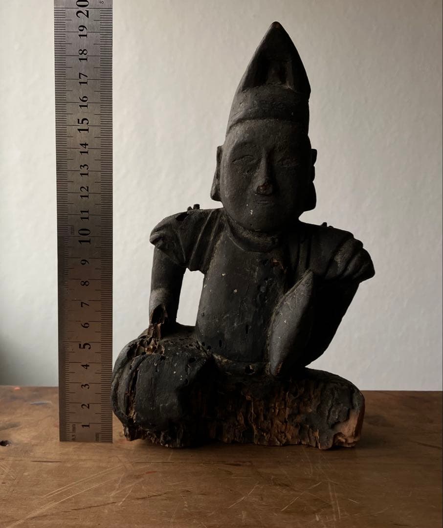 いい顔、です、、黎明期の恵比寿像】室町骨董七福神アンティーク仏像