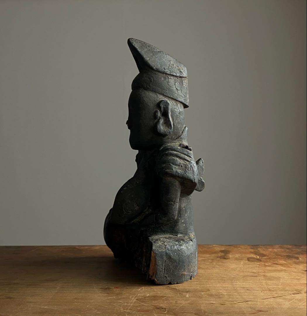 いい顔、です、、黎明期の恵比寿像】室町骨董七福神アンティーク仏像