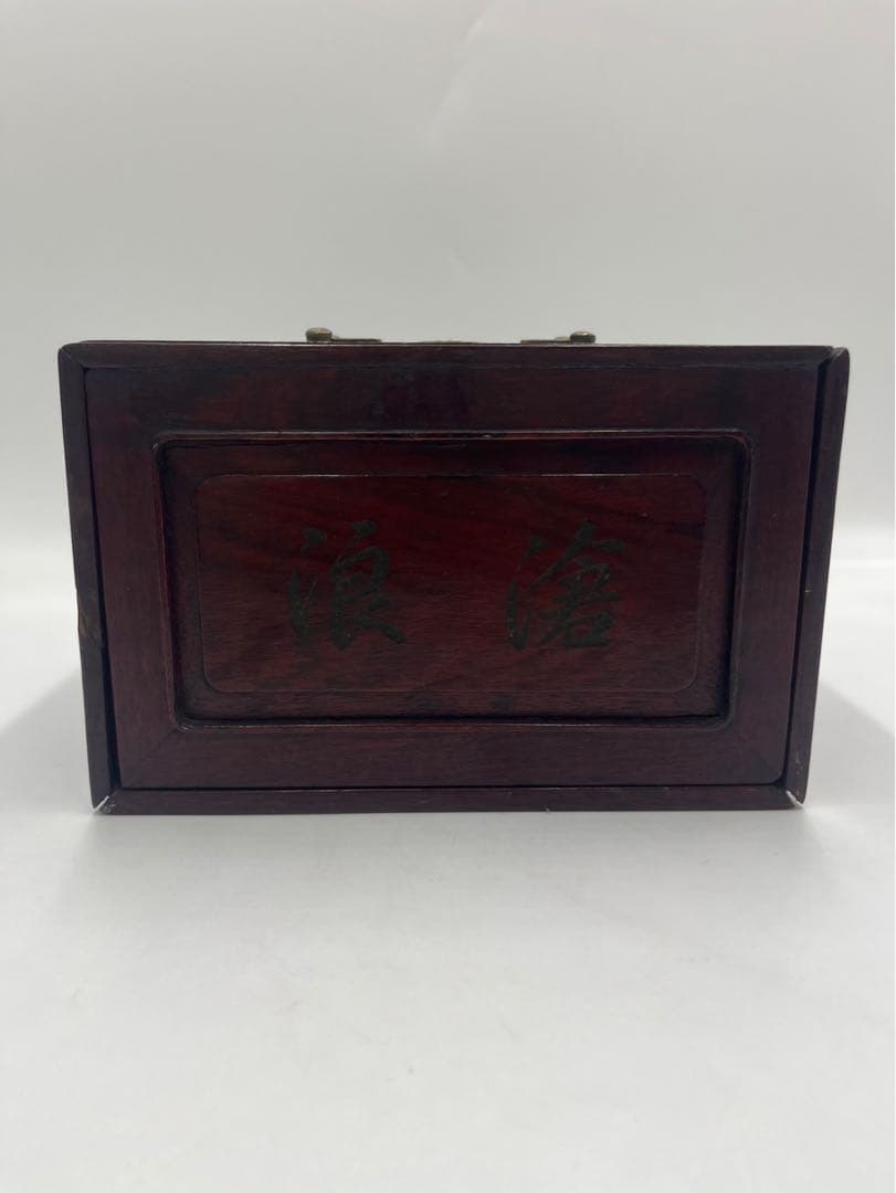 中国　竹嵌　骨牌　背竹牌　麻雀牌　唐木箱付