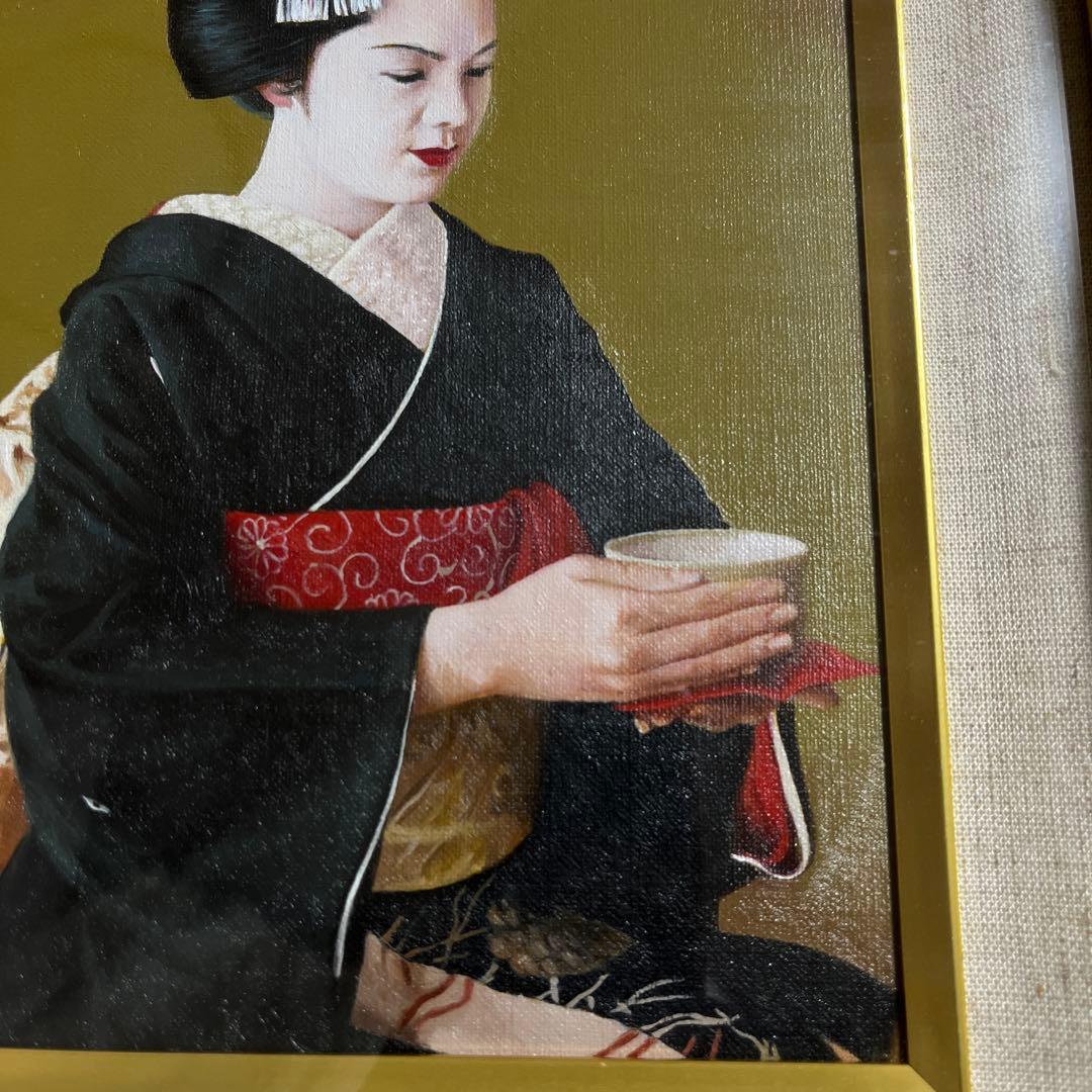 ⭕️油絵 二科会 会員 松井敏郎 画題 [御点前] SM パリ賞受賞 油彩