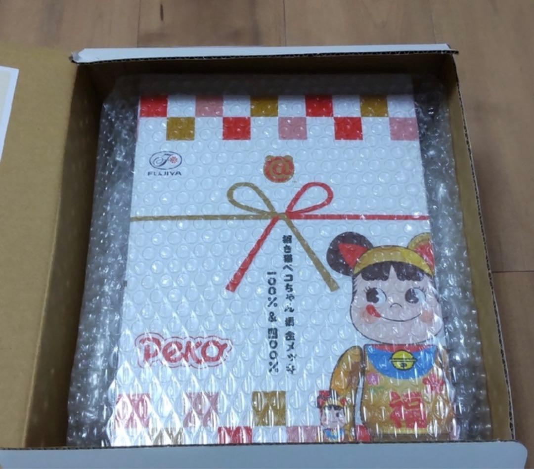 BE@RBRICK 招き猫 ペコちゃん 福 金メッキ 100％ & 400％