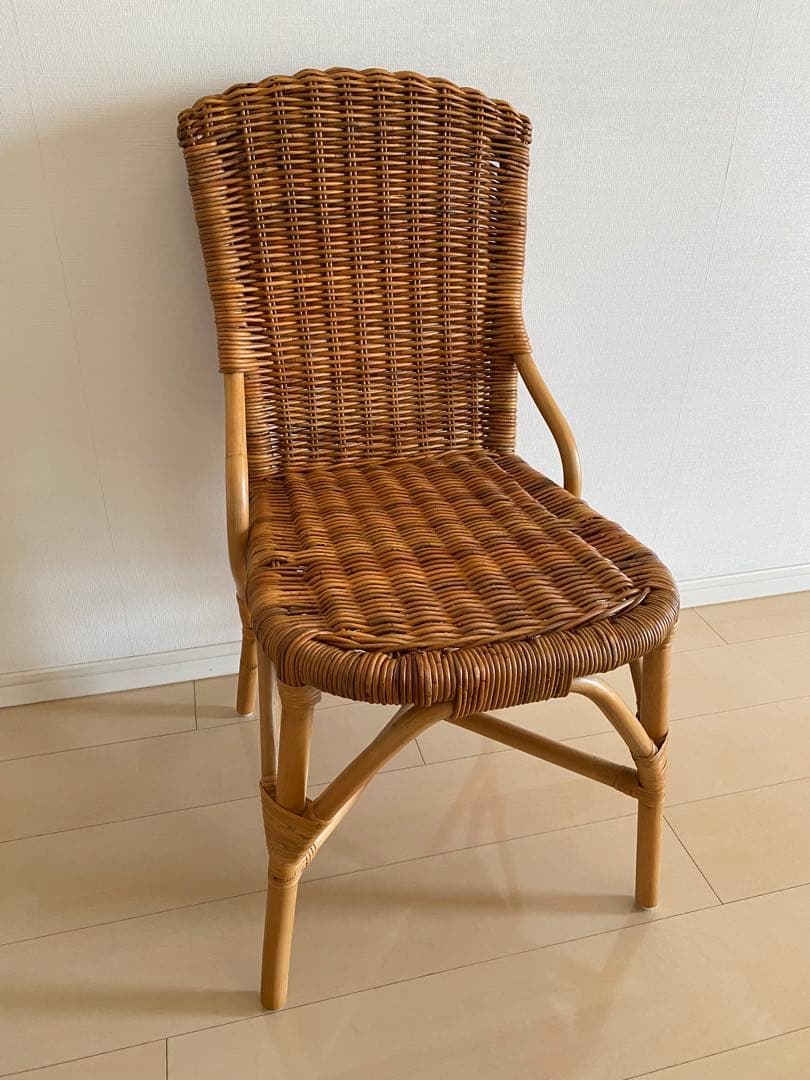 ラタン編み込みスタイル椅子 ブラウン