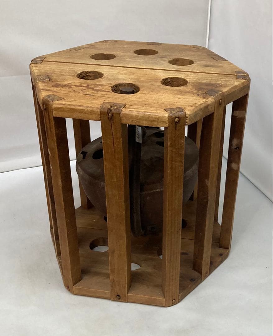 B315s 六角形回転安全炬燵 大正昭和レトロ アンティック 中金具は鉄製