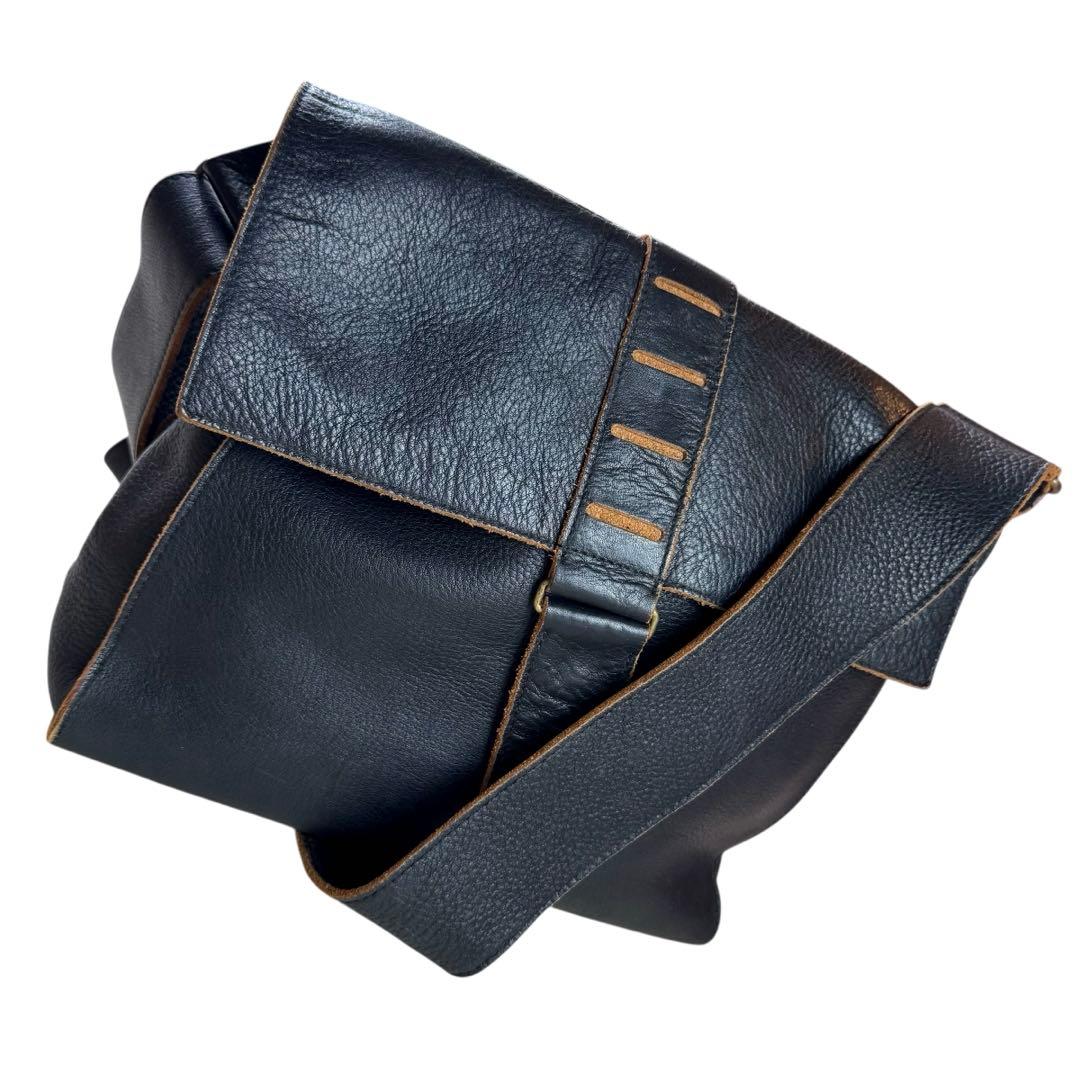 6/10限定価格】Y's ワイズ ショルダーバッグ メッセンジャー レザー 黒