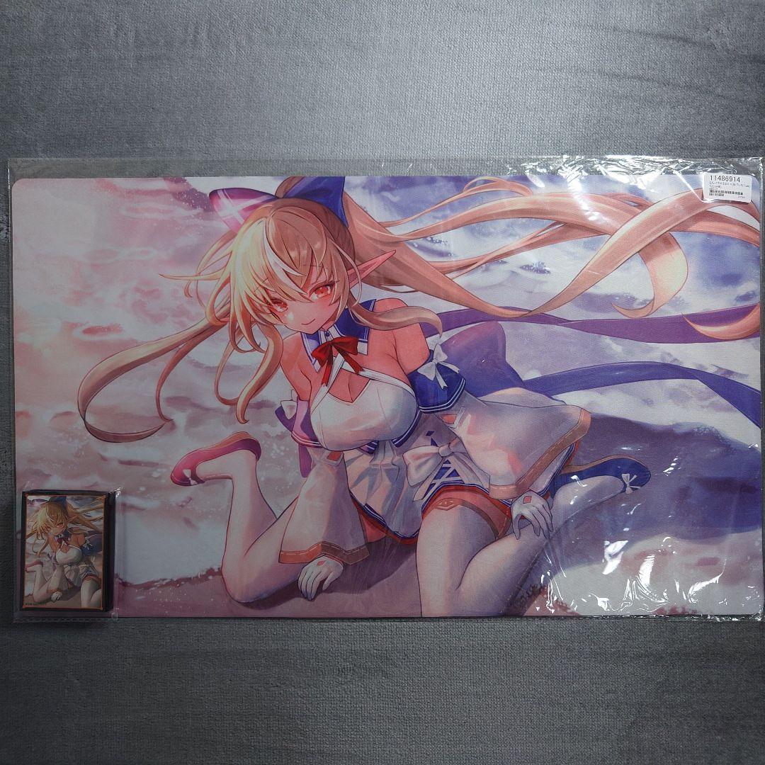 α1 ホロライブ 浜辺&海&座る 不知火フレア スリーブ&プレイマット