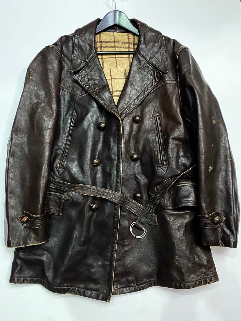 EUビンテージ レザートレンチコート シープスキン