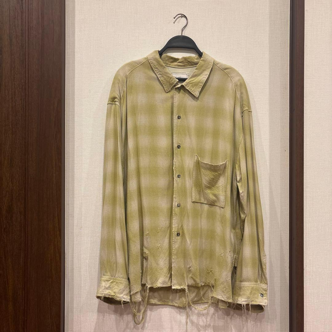 m*3様 【一点物】ANCELLM 100%レーヨンチェックシャツ　yellow